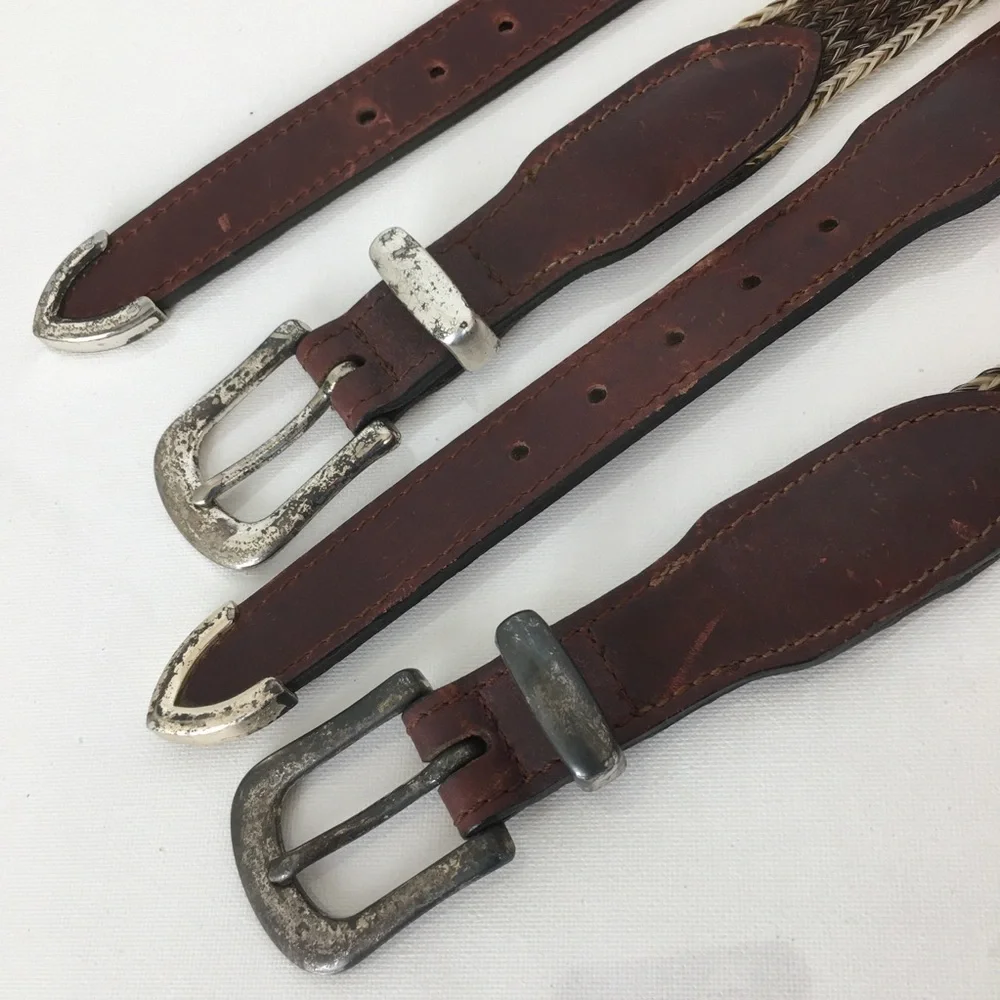 Western Leather & Horse Hair Belt Matching Leg Strap/Hat Band Rodeo Equestrian
